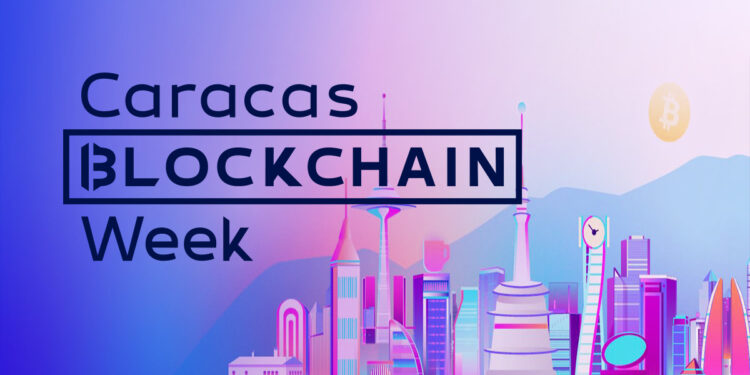 logo de la Caracas Blockchain Week sobre ciudad digital