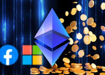 Ethereum, ganancias y logos de Facebook y Microsoft.