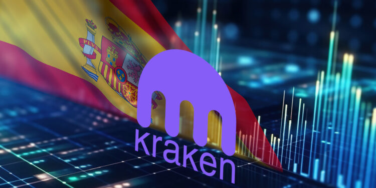 Kraken, bandera de España y exchange.