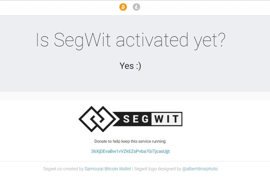 captura de pantalla de la pagina que monitoreaba la activación de segwit