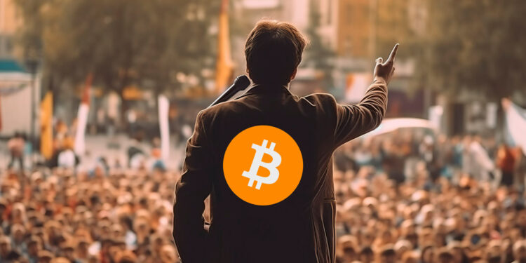 Político apoyando bitcoin.