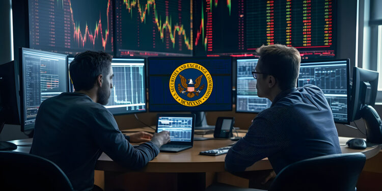 Traders y logo de la SEC.