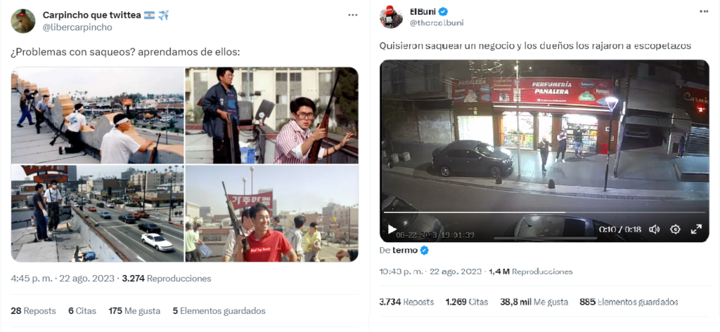 tweet sobre los saqueos en Argentina