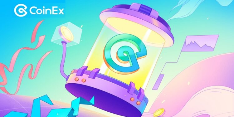 Farol con el logo de CoinEx en fondo azul.