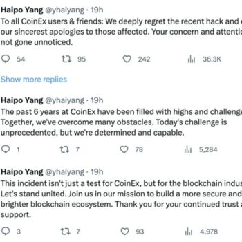 Twee publicado por el CEO de CoinEX