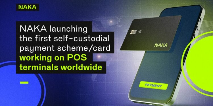 Pancarta promocional de la tarjeta de pagos auto custodia con criptomonedas de NAKA.