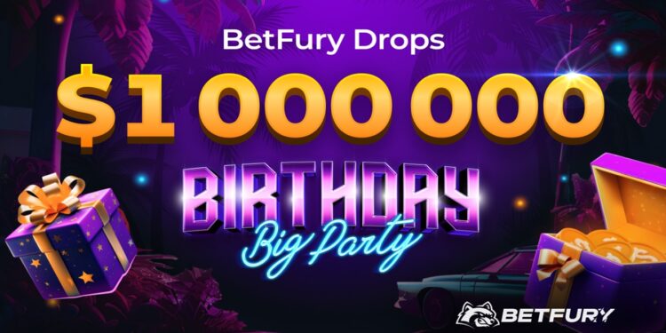 Pancarta promocional del 4to aniversario de Betfury.