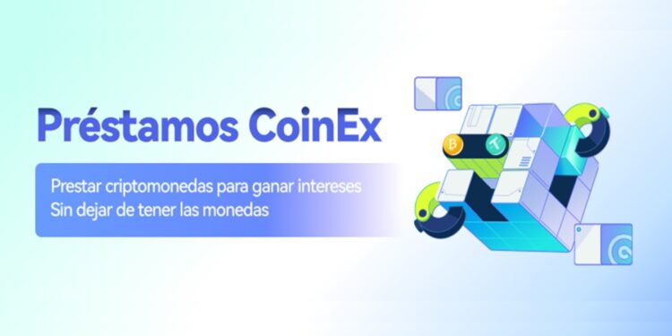 Pancarta promocional del nuevo servicio de préstamos de CoinEx.