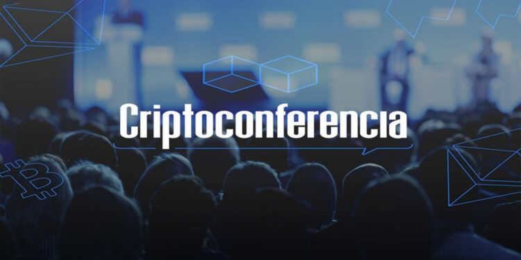 Pancarta promocional de la Criptoconferencia en Argentina.