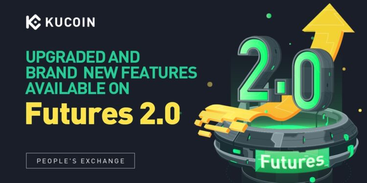 Pancarta promocional de las nuevas funciones de la plataforma de futuros de KuCoin.