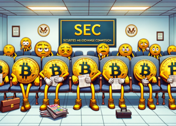 Hay 13 solicitudes de ETF de bitcoin esperando la aprobación (o rechazo) de la SEC estadounidense. Dall-E, por OpenAI.