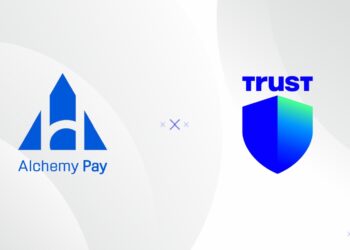 Logos de las empresas Alchemy Pay y Trust Wallet.