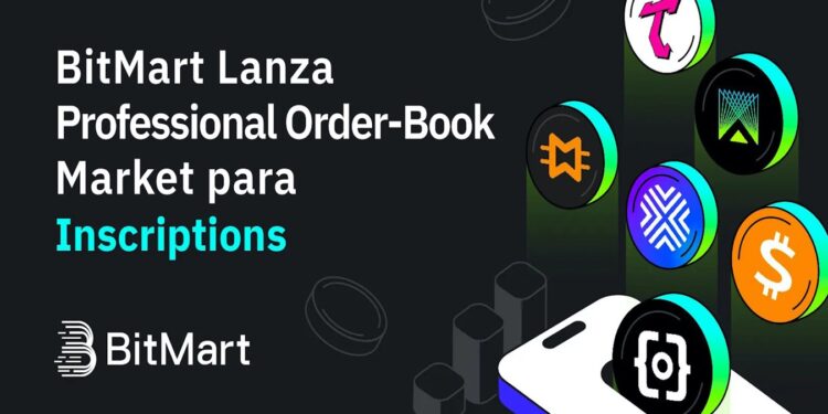 Pancarta promocional del lanzamiento del mercado de libro de ordenes de Inscripciones de BitMart