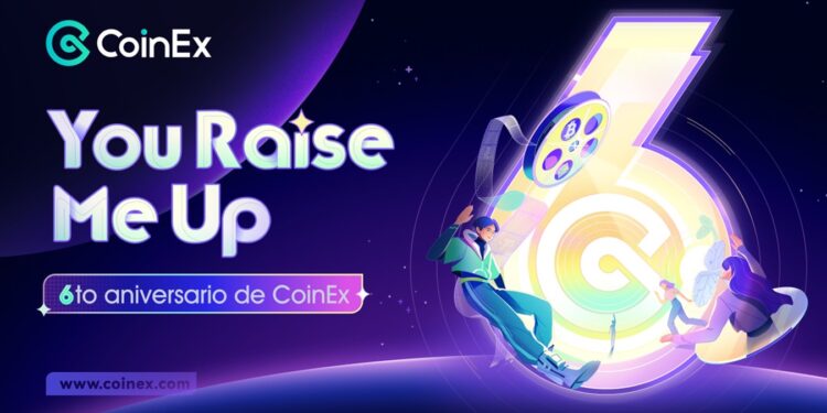 Pancarta promocional de la celebración del 6to aniversario de CoinEx.