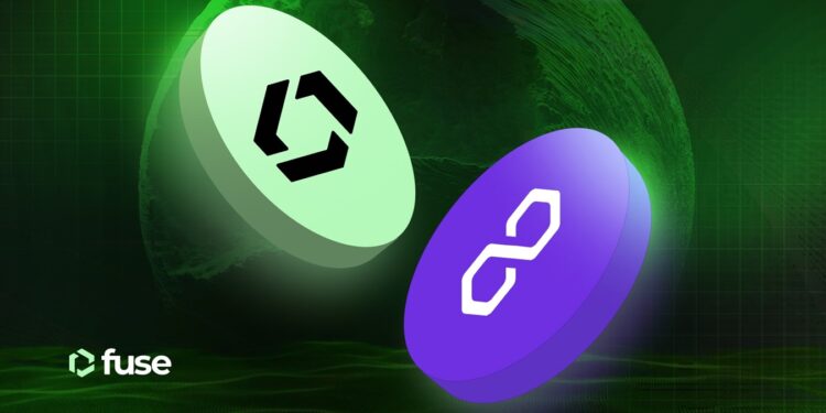 Logo de Fuse Network y de la blockchain Polygon.