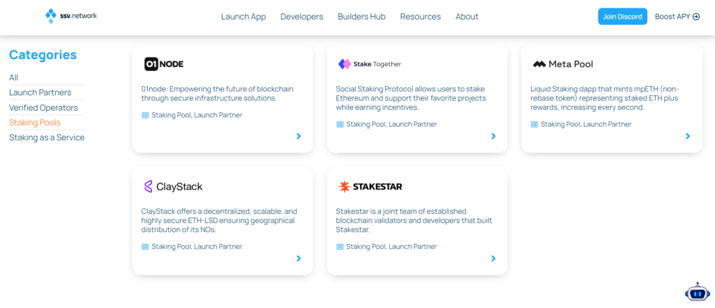 Pools staking SSV Network.