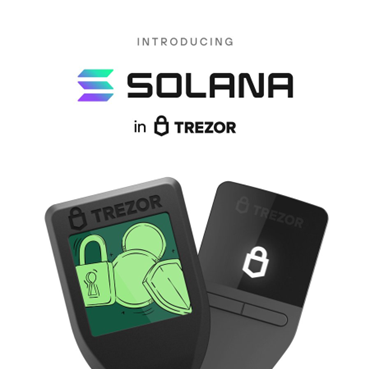 Anuncio de Solana y dos wallet Trezor.