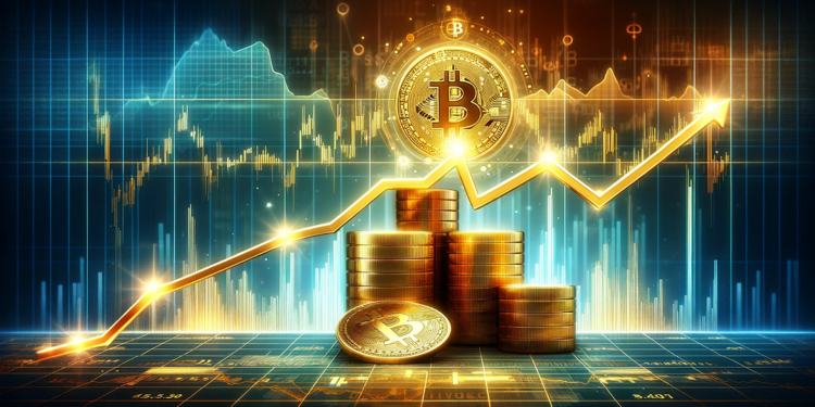 Suben los precios de bitcoin y el oro. Fuente: Dall-E, por OpenAI.