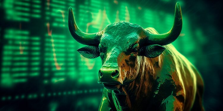 Toro con fondo verde.