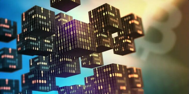 bloques de bitcoin en el aire