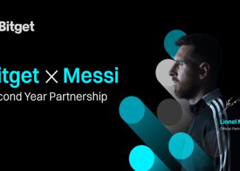 Foto de perfil de Leo Messi con el logo de Bitget.