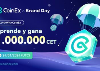 Pancarta promocional del evento Brand Day de CoinEx.