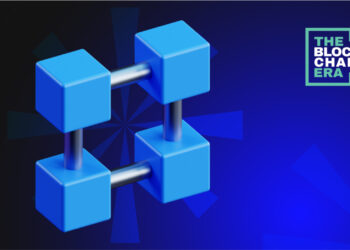 Cuatro cubos azules conectados entre si por cilindros delgados formando un bloque.