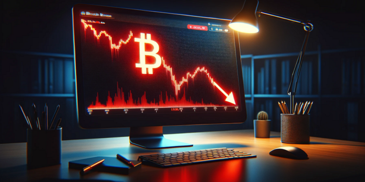 Gráfico que muestra una caída en el precio de bitcoin.
