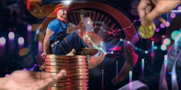 nun minero encima de unas monedas y gráficos de precio