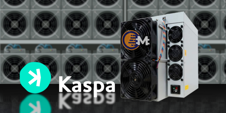 Minero y logo de Kaspa.