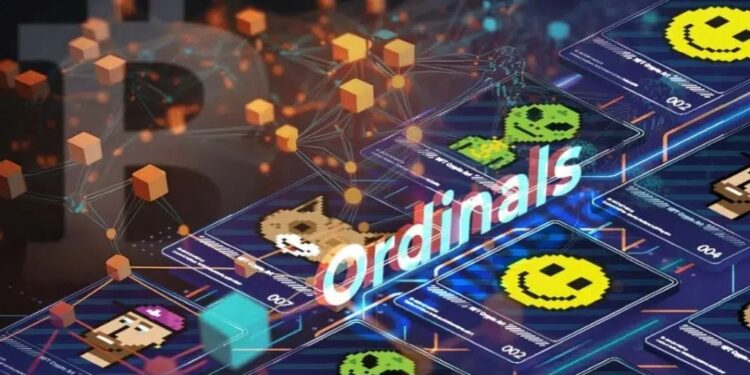 emojis flotando en un espacio tridimensional y la palabra Ordinals destacada