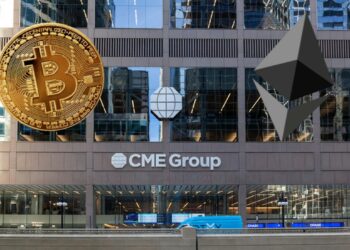 El 24% del volumen de futuros de BTC y ETH en la CME se ha negociado desde la región de Europa, Medio Oriente y África. Fuente: Risk.net/Composición por CriptoNoticias.