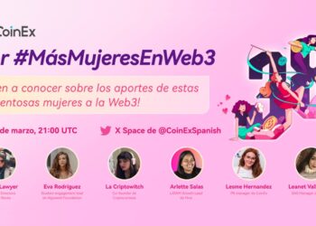 Pancarta promocional del evento Dia de la Mujer de CoinEx.