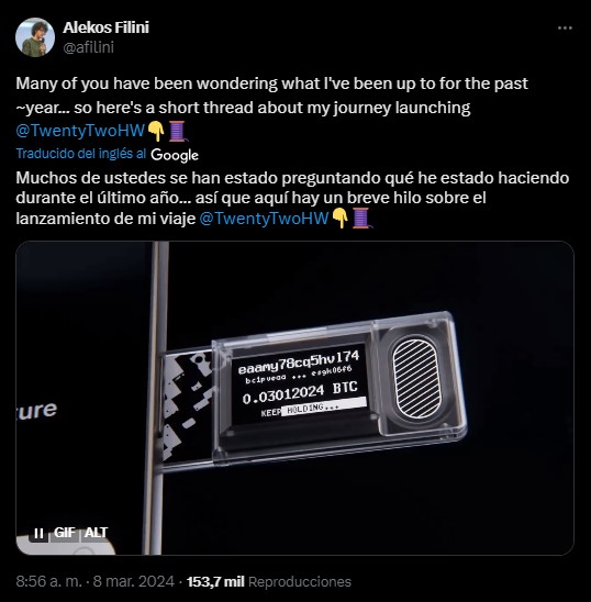 Dispositivo de hardware wallet Portal, para Bitcoin