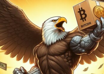 Un águila con un paquete de bitcoin.