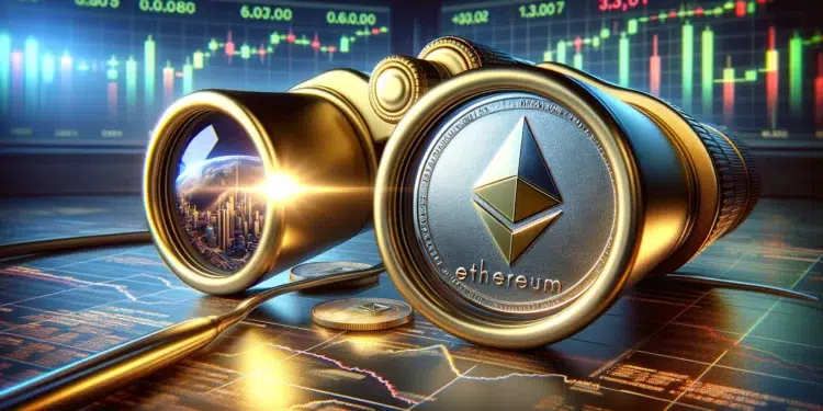 Sube el precio de ETH, criptomoneda de la red Ethereum. Fuente: Dall-E, por OpenAI.