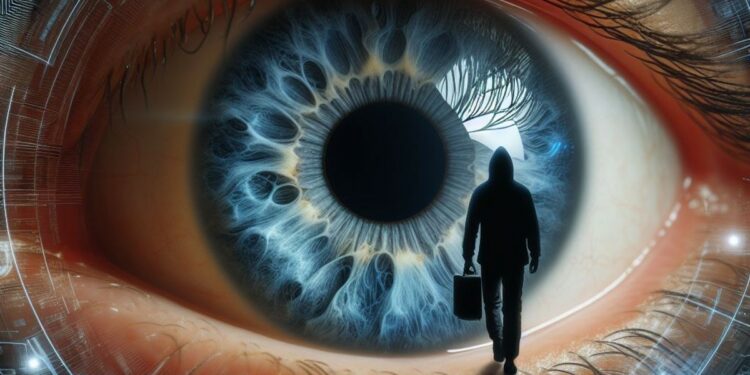 Investigadores alertaron que la identidad de una persona puede ser suplantada con un iris falso recreado a partir de su código. Fuente: Microsoft Designer.