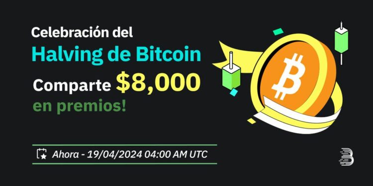 Pancarta promocional del evento de celebracion del halving de bitcoin por BitMart.