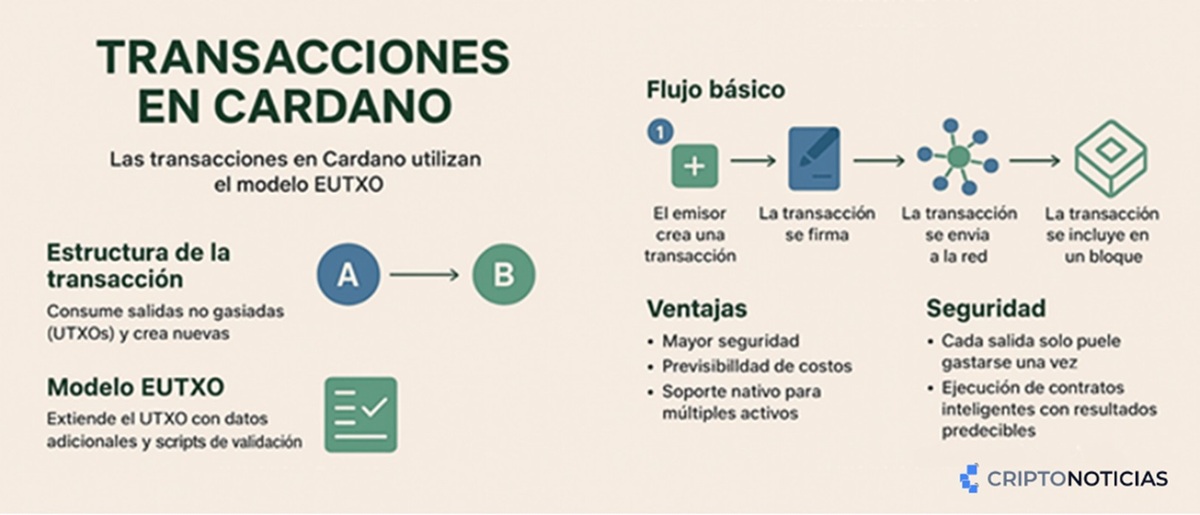 Diagrama del flujo de una transaccion en Cardano.