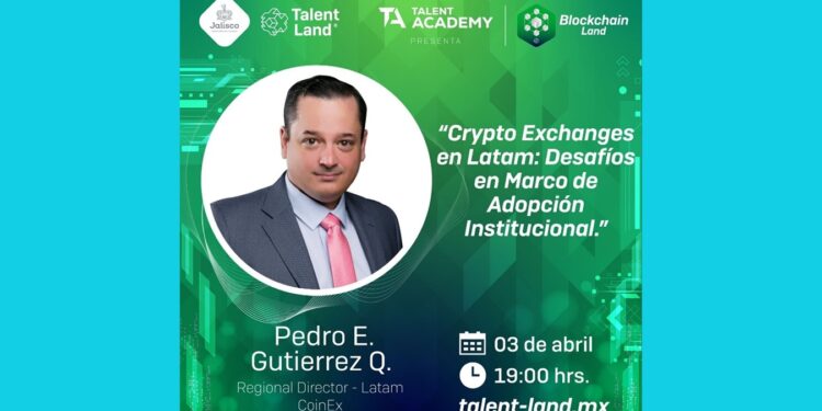 Pancarta promocional del evento Talent Land en México patrocinado por CoinEx.