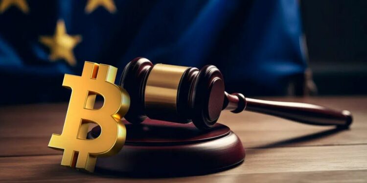Aunque ya fueron oficialmente aprobadas las nuevas normativas, todavía falta la evaluación del Consejo de la UE. Fuente: Composición por CriptoNoticias. ink drop / stock.adobe.com ; pngegg.com.