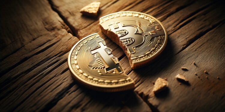 El halving reduce a la mitad la recompensa por minar Bitcoin. Fuente: Dall-E, por OpenAI.