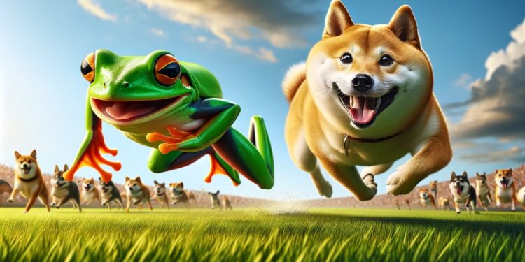 BONK y PEPE lideran la carrera semanal de las criptomonedas. Imagen generada mediante Dall-E, de OpenAI.