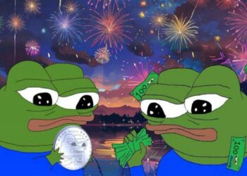 Dos memecoin de Apu con billetes de 100 en las manos.