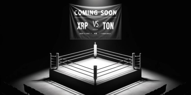 XRP vs TON: la próxima batalla de las criptomonedas. Imagen generada mediante Dall-E, de OpenAI.