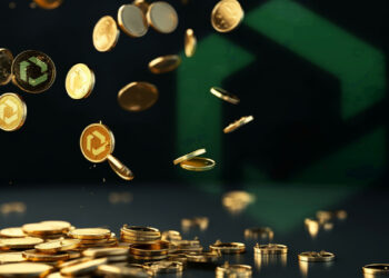 Monedas doradas en fondo negro con el logo de Fuse