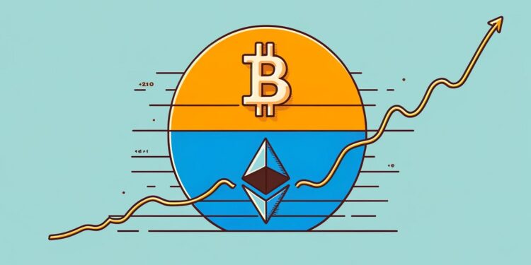 Bitcoin y Ethereum son las principales monedas digitales del mercado. Imagen generada mediante Dall-E, de OpenAI.