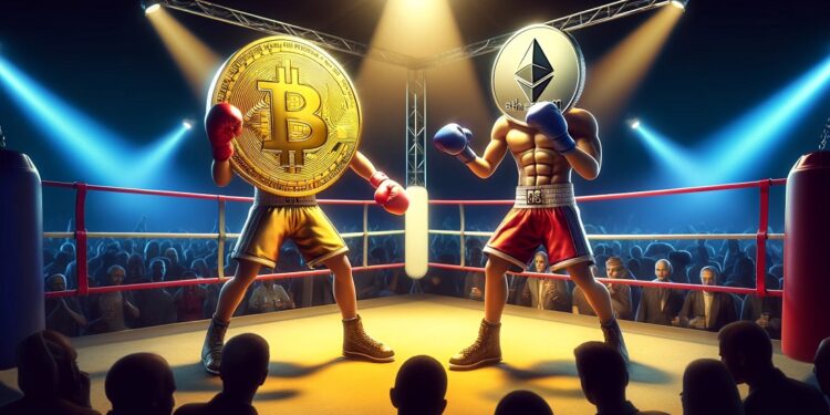 Bitcoin y Ethereum son las principales criptomonedas del mercado. - Imagen generada mediante Dall-E, de OpenAI.