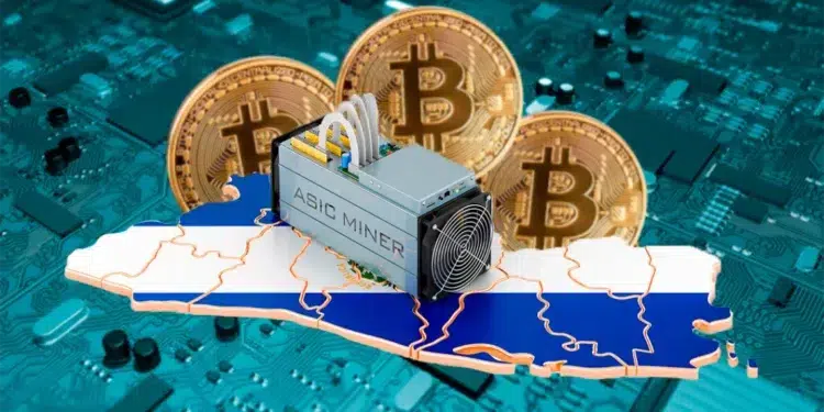 La minería de Bitcoin avanza como política de Estado en El Salvador. Composición por CriptoNoticias. Fuente: alexlmx ; Naeblys /adobe,stock / pngegg.
