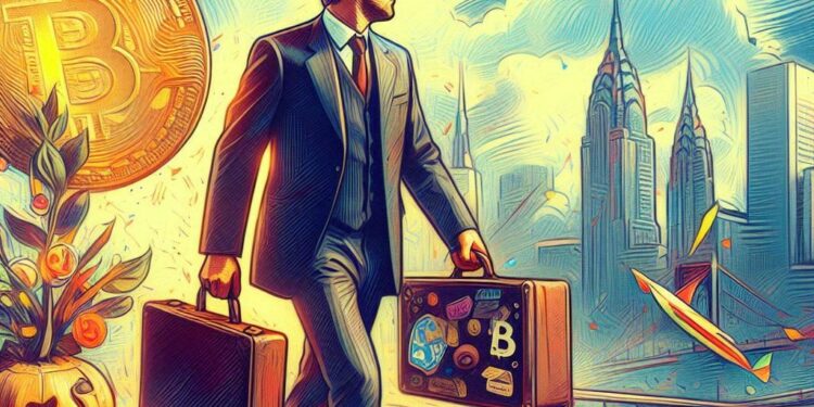 Inversionista llevando su maleta con dinero.